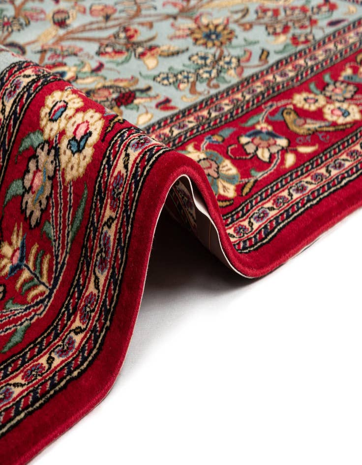 Detail image of  4' 9 x 7'  Hand Knotted Qom Persian Rug