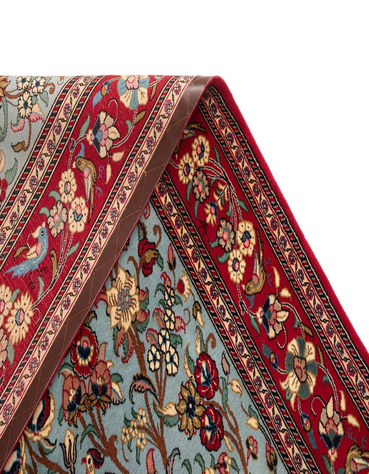 Detail image of  4' 9 x 7'  Hand Knotted Qom Persian Rug