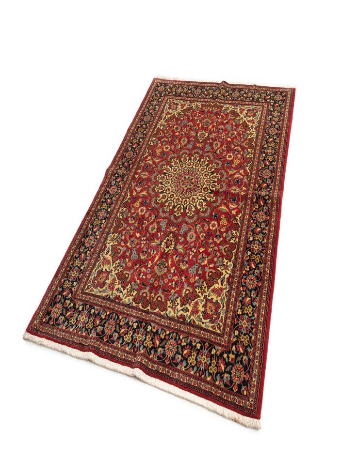 Detail image of  4' 8 x 6' 9  Hand Knotted Qom Persian Rug