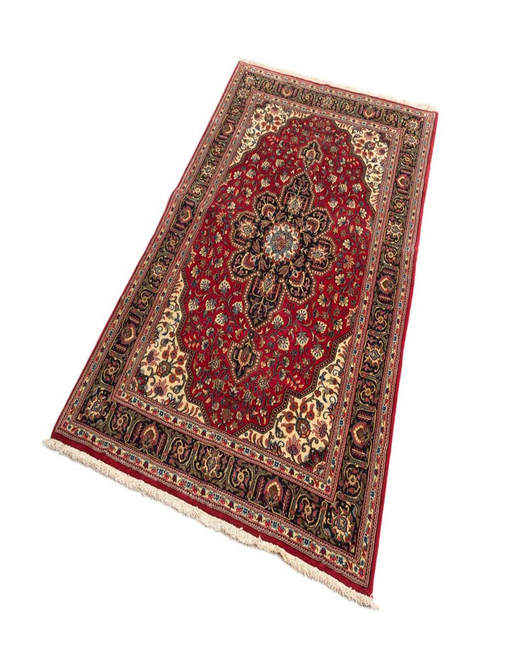 Detail image of  4' 5 x 6' 10  Hand Knotted Qom Persian Rug