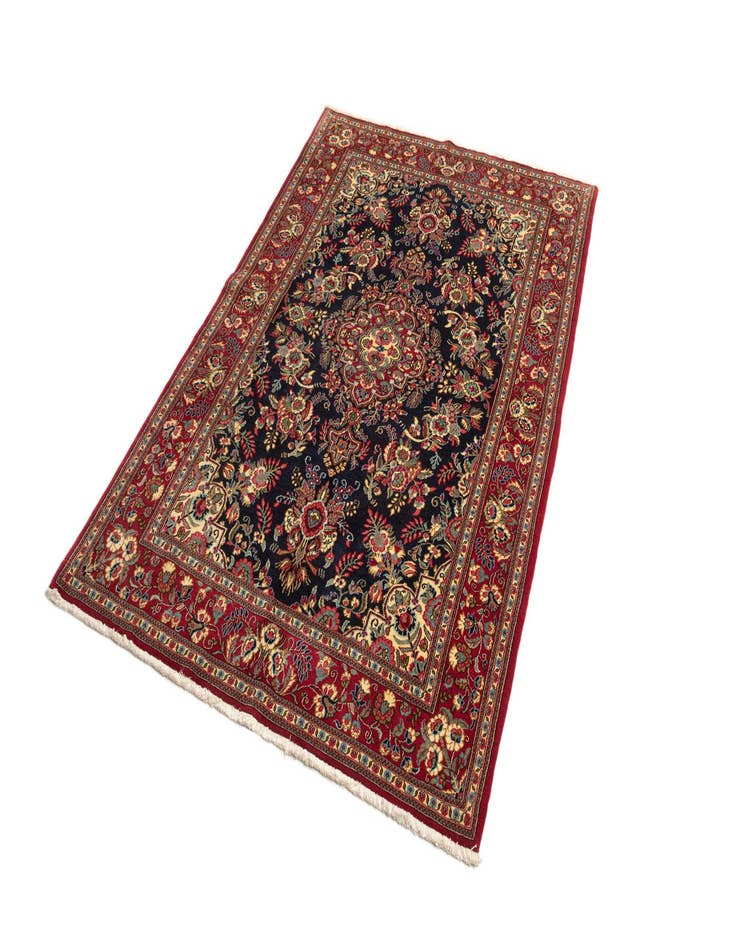 Detail image of  4' 9 x 7' 2  Hand Knotted Qom Persian Rug