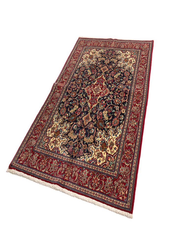 Detail image of  4' 9 x 6' 11  Hand Knotted Qom Persian Rug