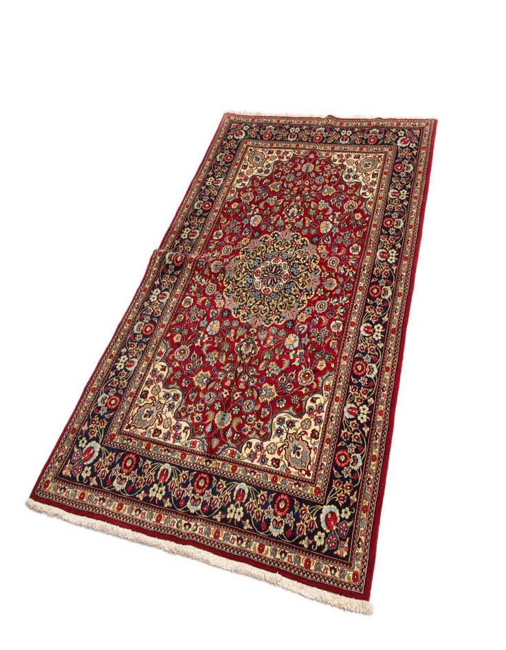 Detail image of  4' 7 x 7' 1  Hand Knotted Qom Persian Rug