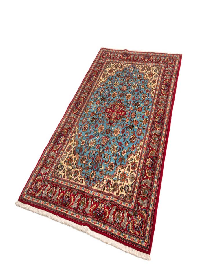 Detail image of  4' 6 x 7' 1  Hand Knotted Qom Persian Rug