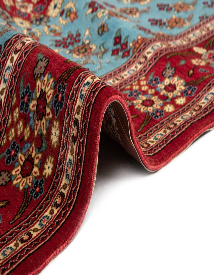 Detail image of  4' 8 x 7'  Hand Knotted Qom Persian Rug