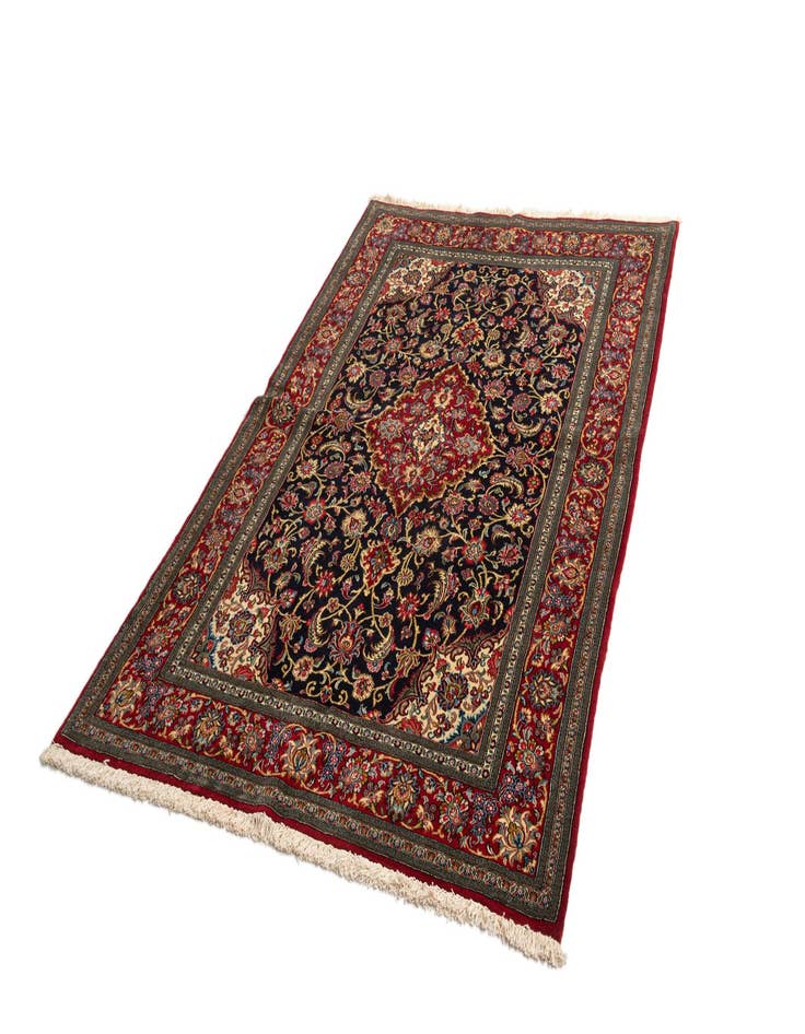 Detail image of  4' 8 x 7' 2  Hand Knotted Qom Persian Rug