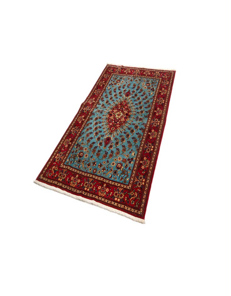 Detail image of  4' 8 x 7' 2  Hand Knotted Qom Persian Rug