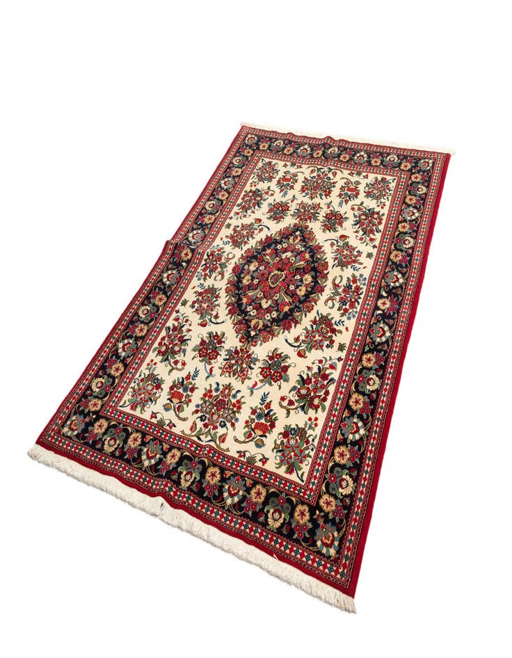 Detail image of  4' 7 x 6' 8  Hand Knotted Qom Persian Rug