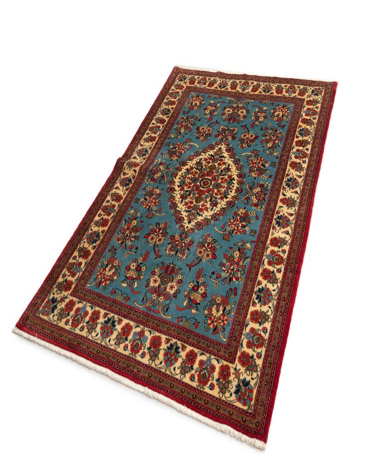 Detail image of  4' 9 x 7'  Hand Knotted Qom Persian Rug