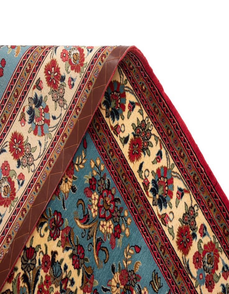 Detail image of  4' 9 x 7'  Hand Knotted Qom Persian Rug