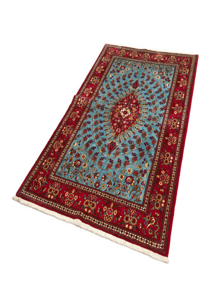 Detail image of  4' 7 x 6' 11  Hand Knotted Qom Persian Rug