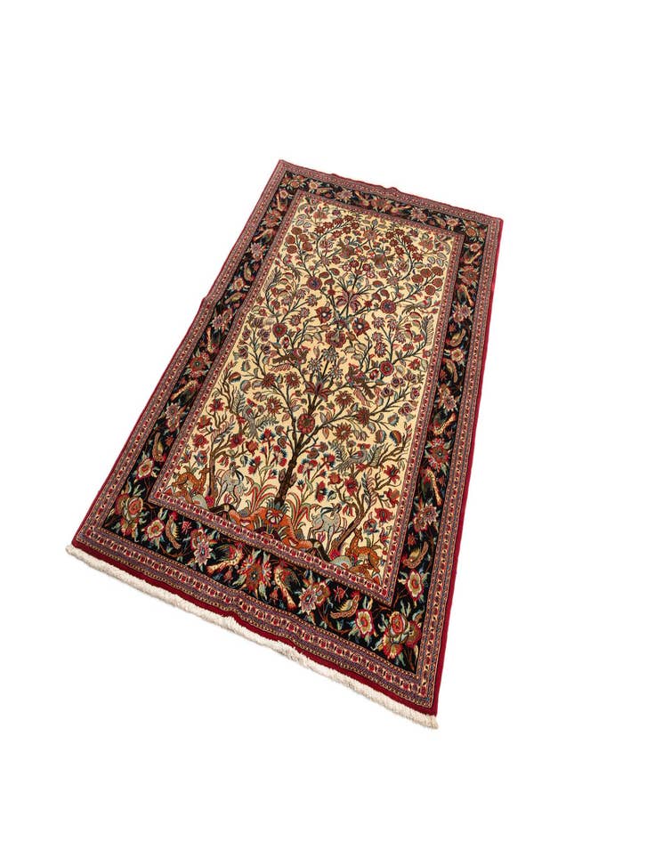 Detail image of  4' 8 x 6' 11  Hand Knotted Qom Persian Rug