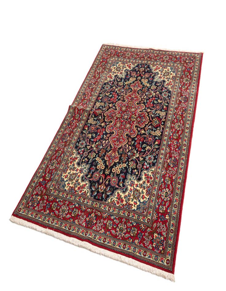 Detail image of  4' 7 x 6' 10  Hand Knotted Qom Persian Rug