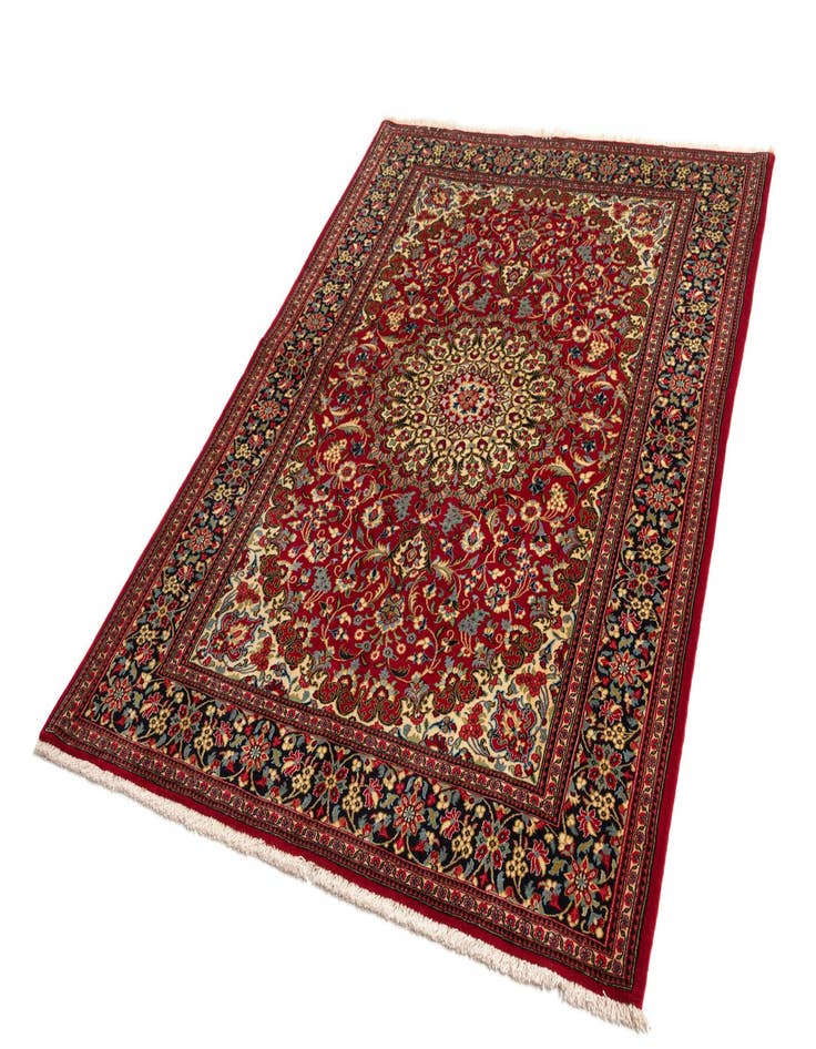 Detail image of  4' 9 x 6' 10  Hand Knotted Qom Persian Rug