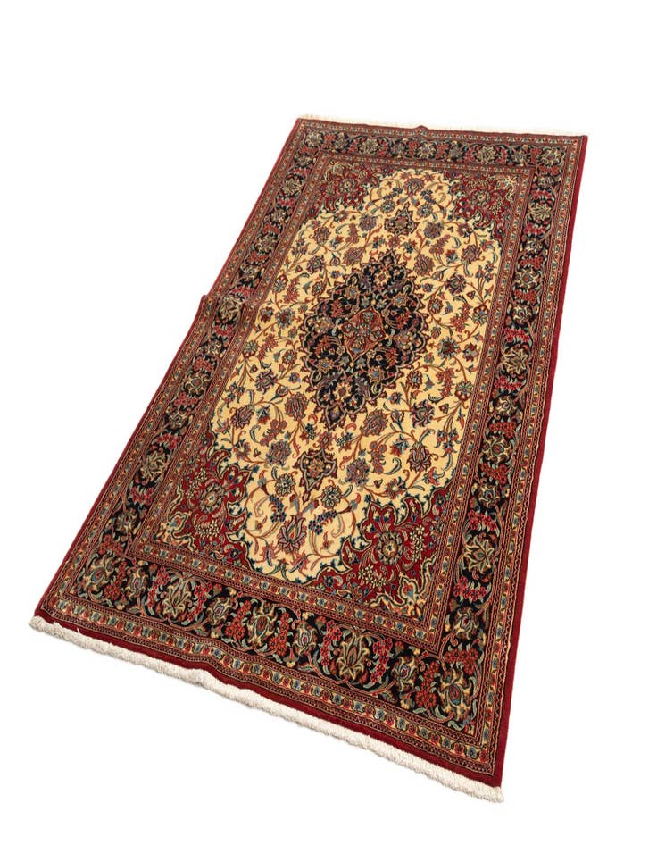 Detail image of  4' 8 x 6' 11  Hand Knotted Qom Persian Rug