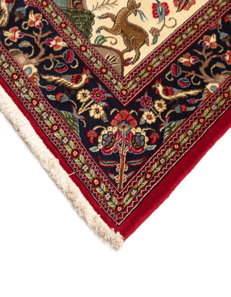 Detail image of  4' 8 x 7'  Hand Knotted Qom Persian Rug