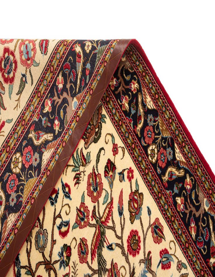 Detail image of  4' 8 x 7'  Hand Knotted Qom Persian Rug