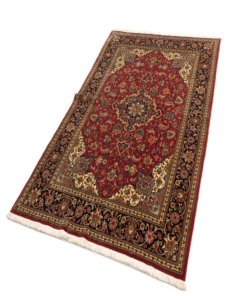 Detail image of  4' 8 x 7'  Hand Knotted Qom Persian Rug