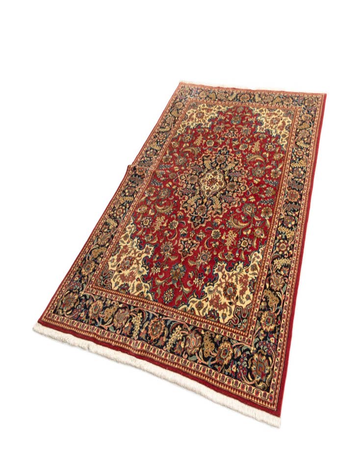 Detail image of  4' 8 x 7' 1  Hand Knotted Qom Persian Rug