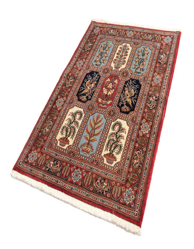 Detail image of  3' 7 x 4' 11  Hand Knotted Qom Persian Rug