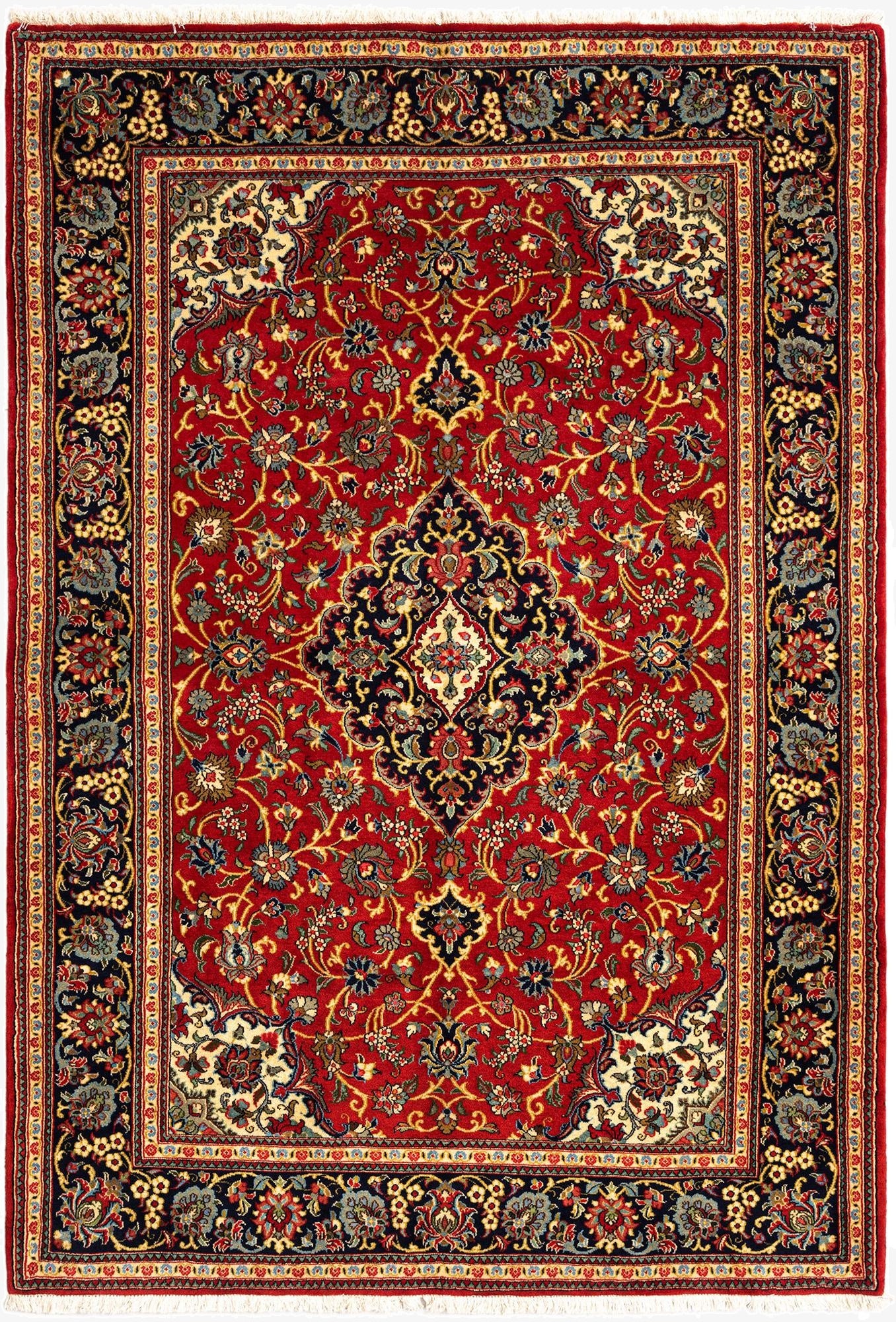  4' 10 x 7' 1  Hand Knotted Qom Persian Rug