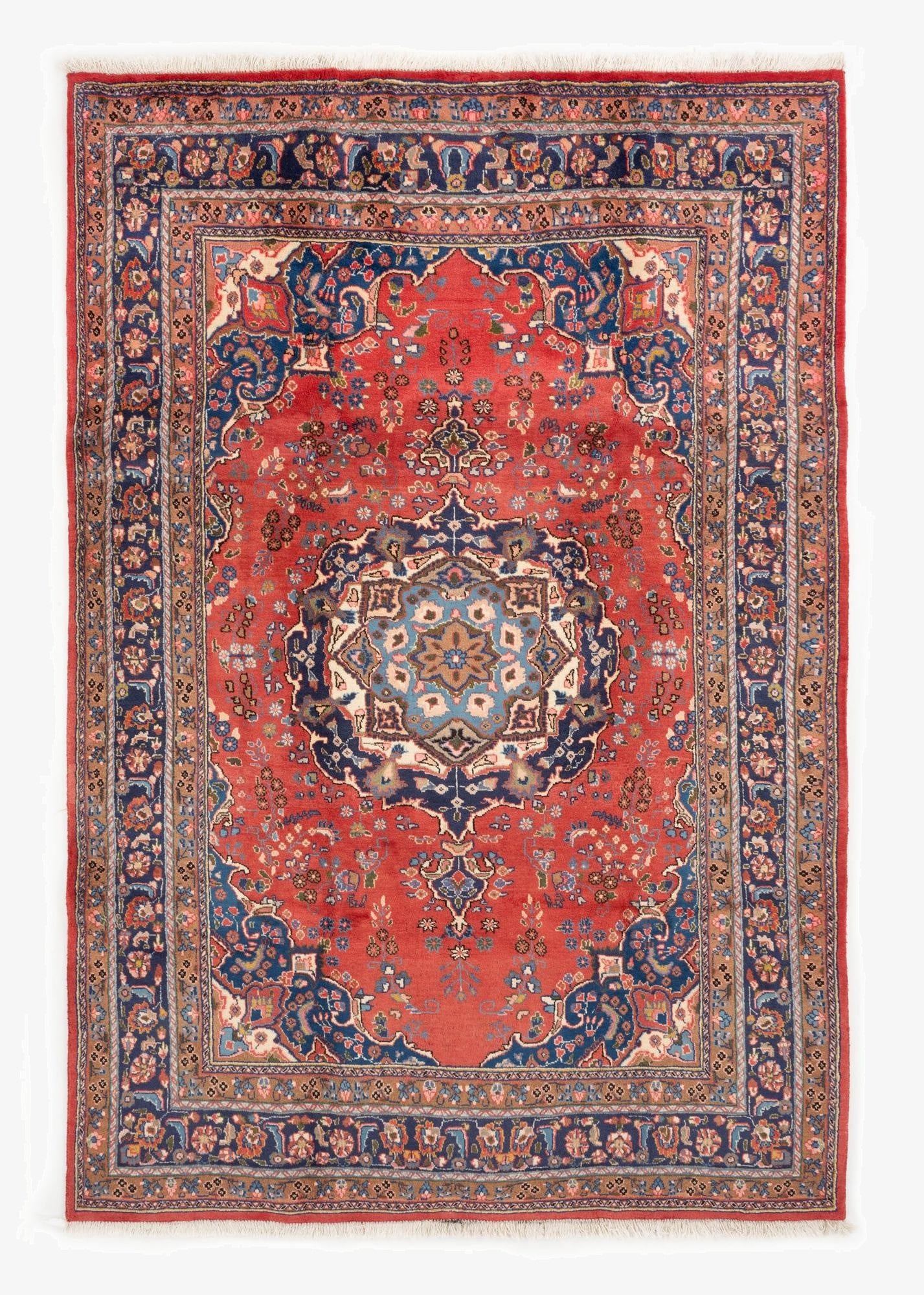  6' 6 x 9' 4  Hand Knotted Sabzevar Persian Wool Rug