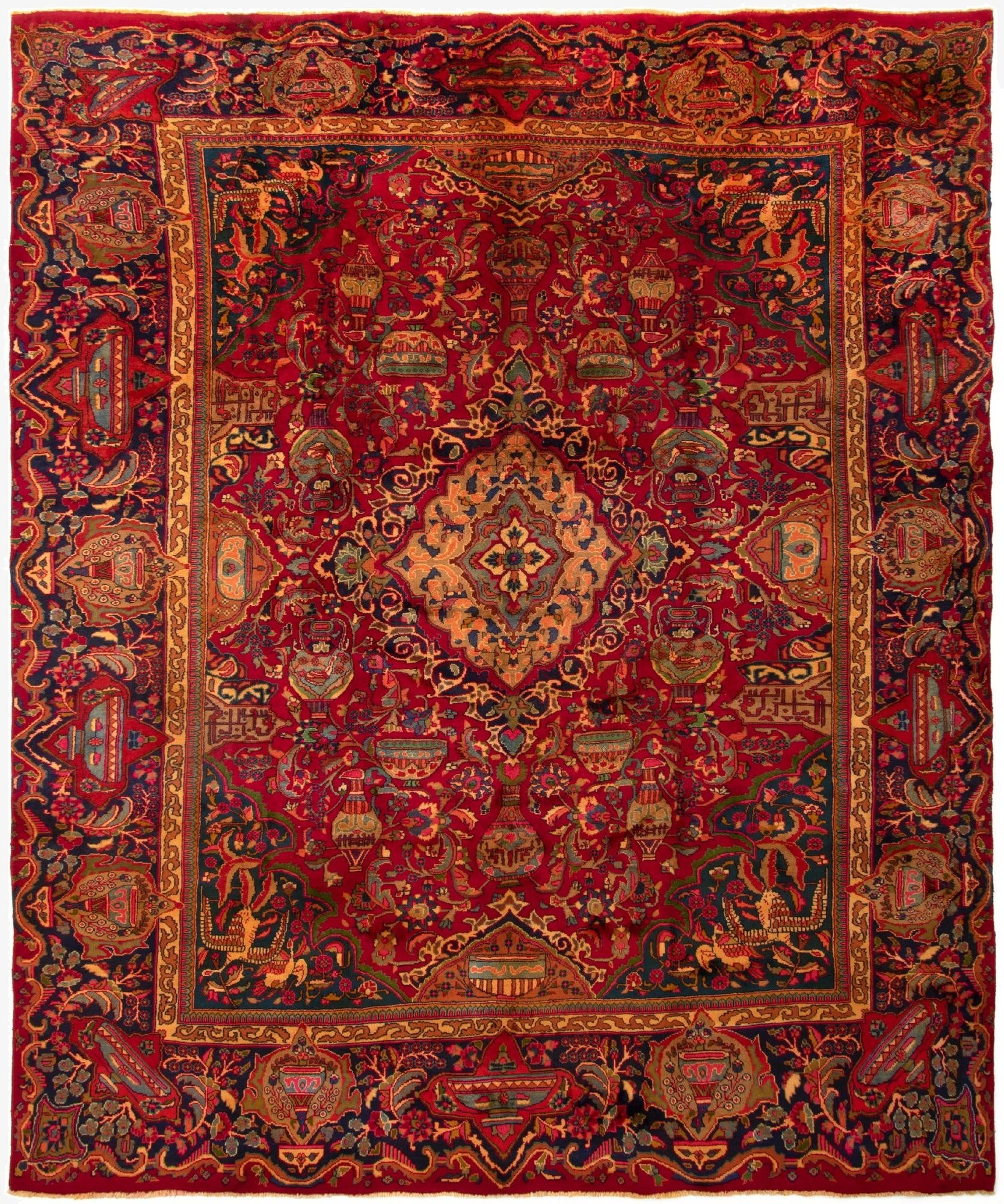  9' 11 x 12' 1  Hand Knotted Sabzevar Persian Wool Rug