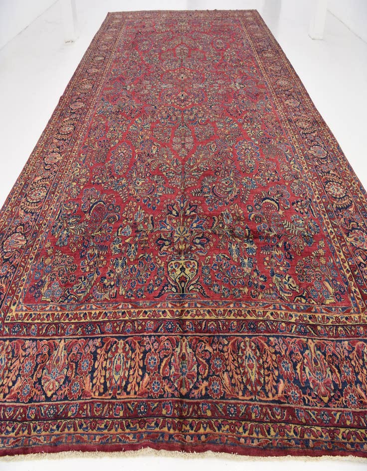 Detail image of  11' 9 x 19'  Hand Knotted Sarough Persian Wool Rug