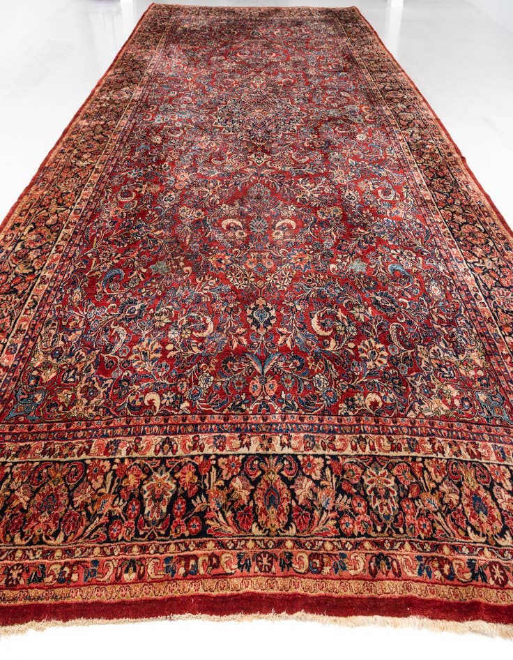 Detail image of  12' 4 x 19' 10  Hand Knotted Sarough Persian Wool Rug