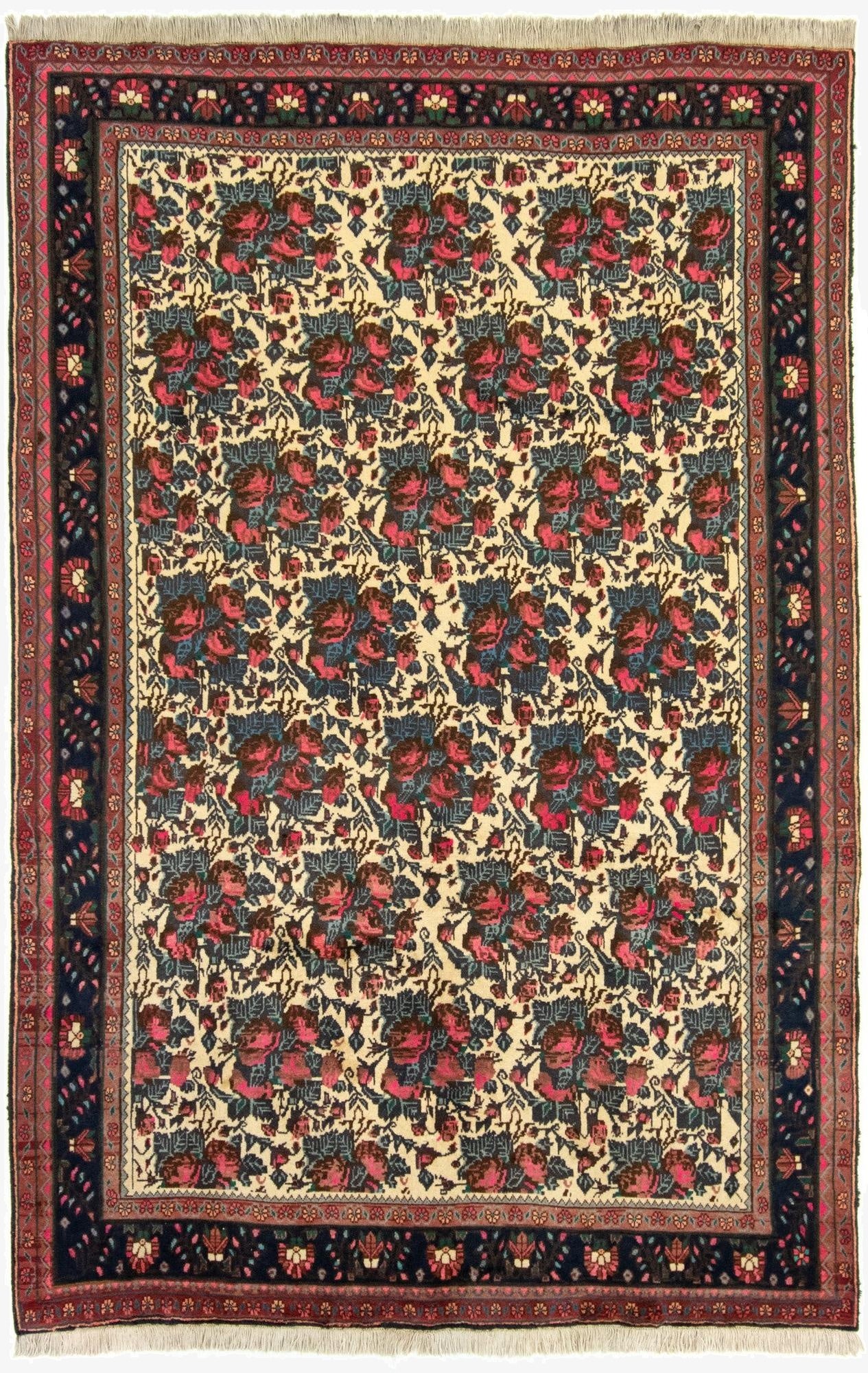  6' 4 x 9' 7  Hand Knotted Sarough Persian Wool Rug