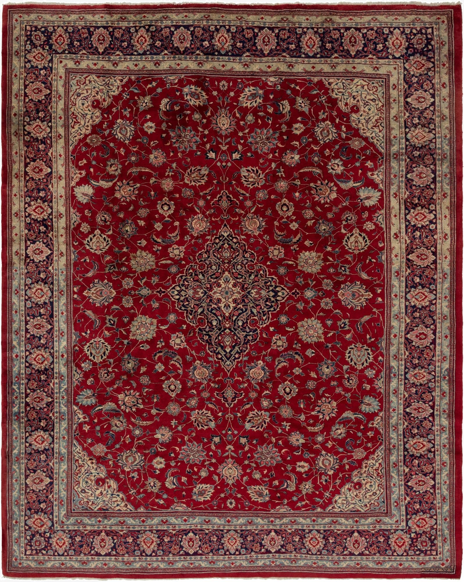  10' 4 x 12' 9  Hand Knotted Sarough Persian Wool Rug