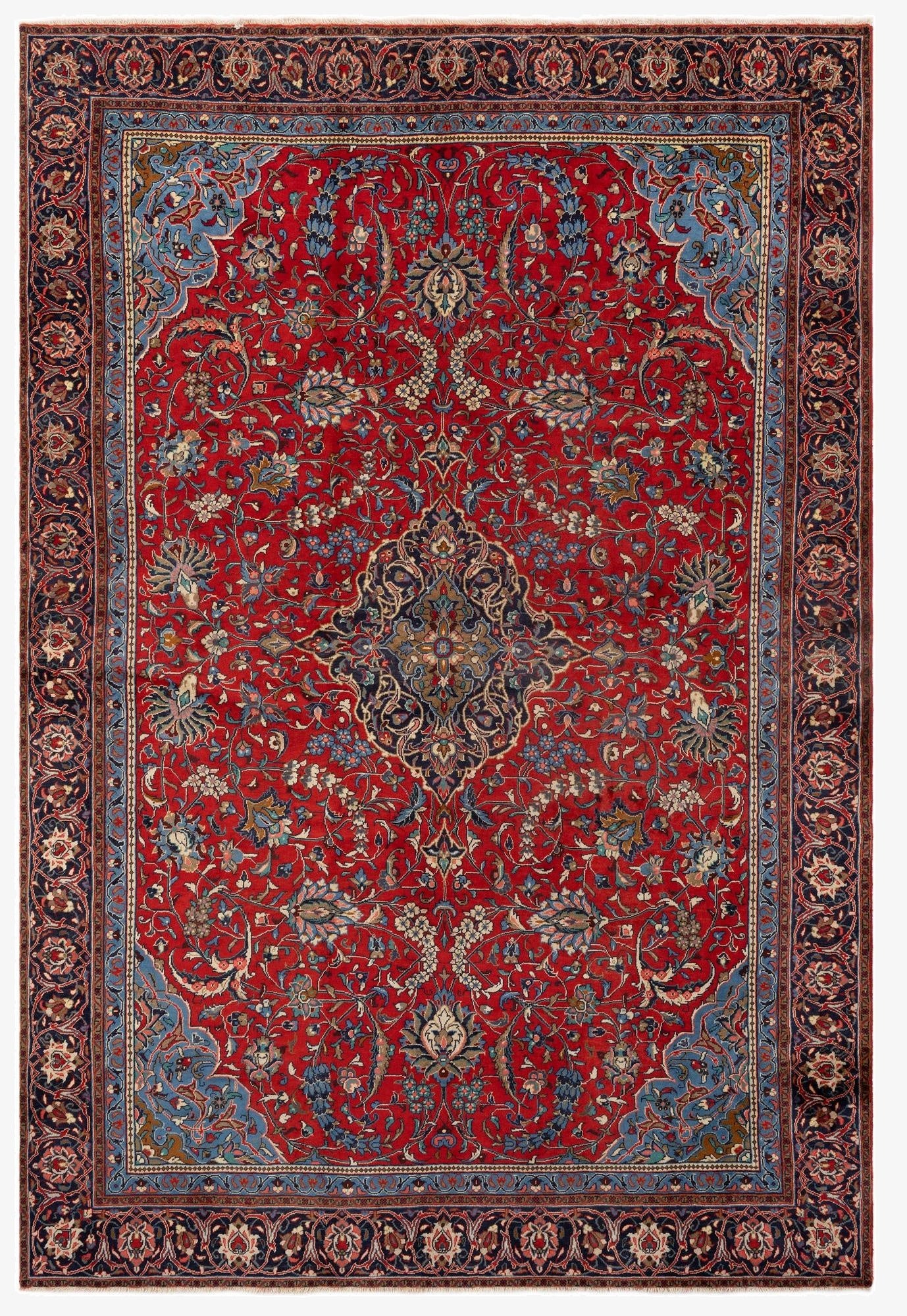 7' 4 x 10' 10  Hand Knotted Sarough Persian Wool Rug