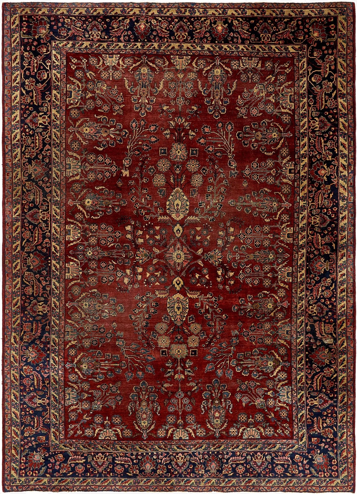  8' 6 x 11' 9  Hand Knotted Sarough Persian Wool Rug