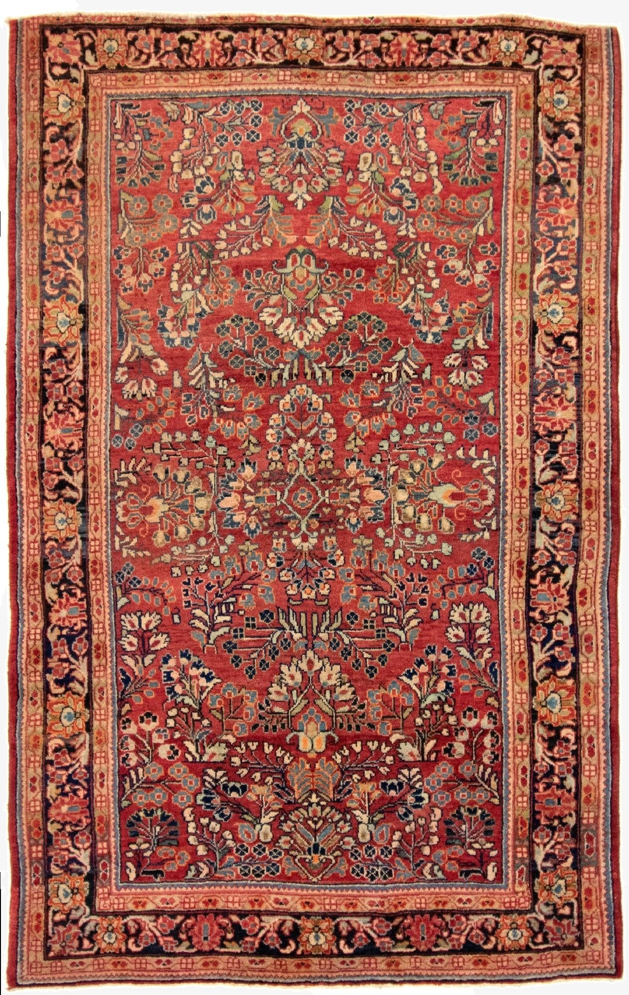  4' 5 x 6' 11  Hand Knotted Sarough Persian Wool Rug