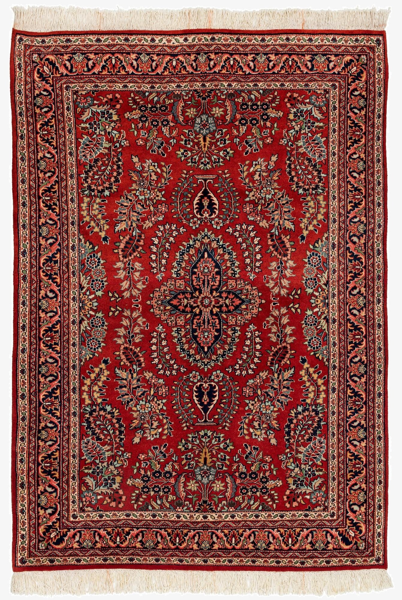  4' 3 x 6'  Hand Knotted Sarough Wool Rug