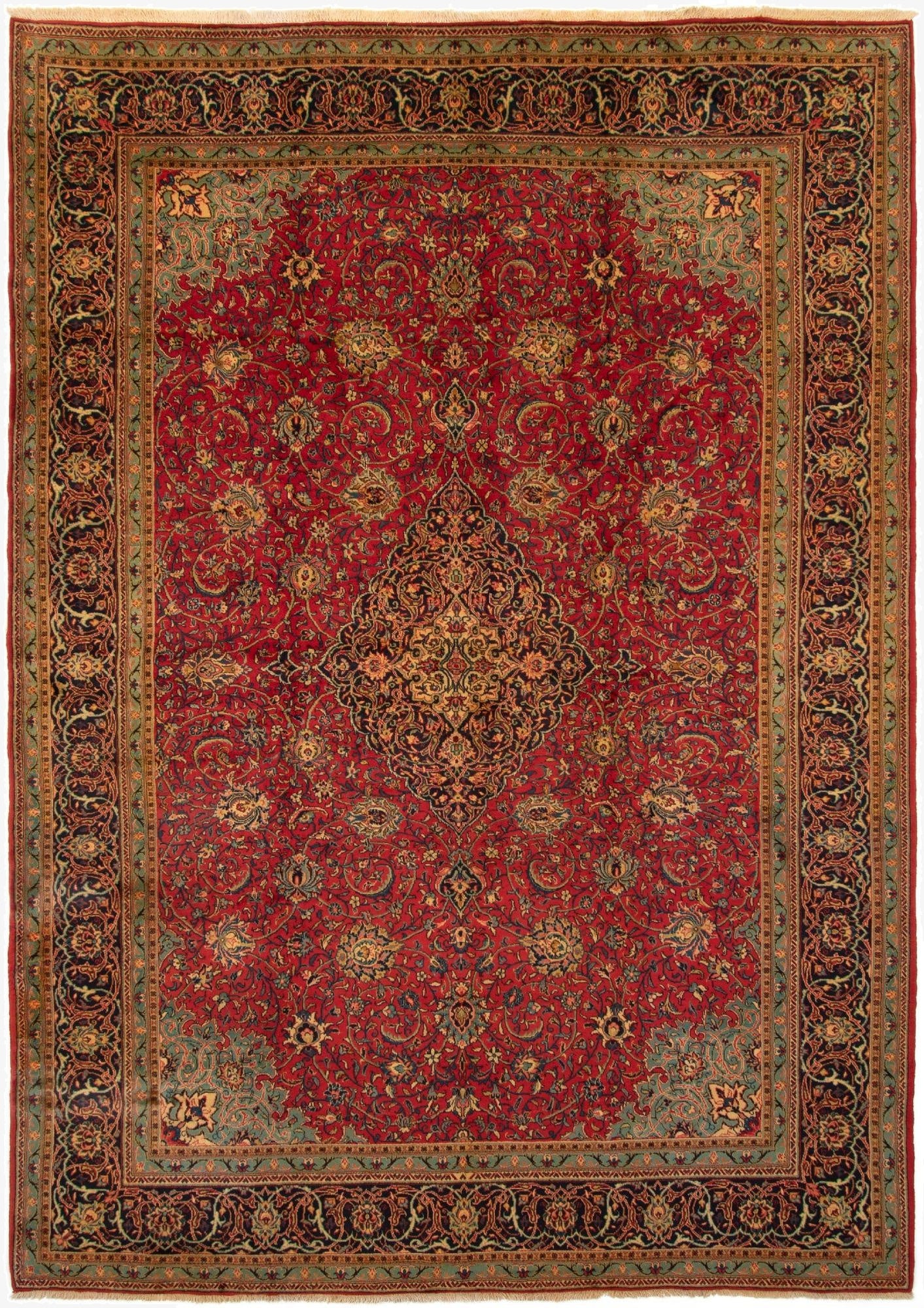  9' 8 x 13' 7  Hand Knotted Sarough Persian Wool Rug