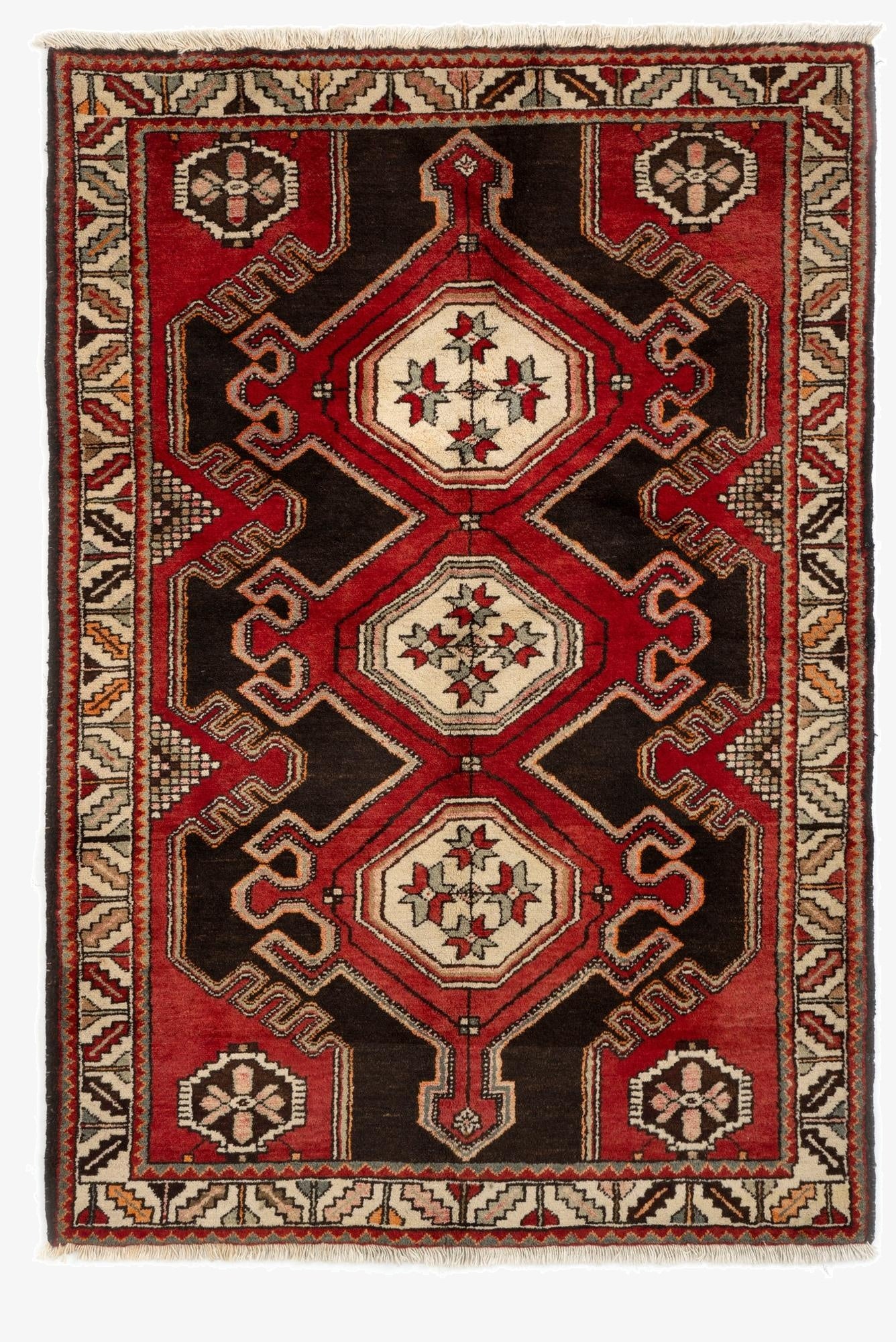  4' 4 x 6' 6  Hand Knotted Shahsavan Persian Wool Rug