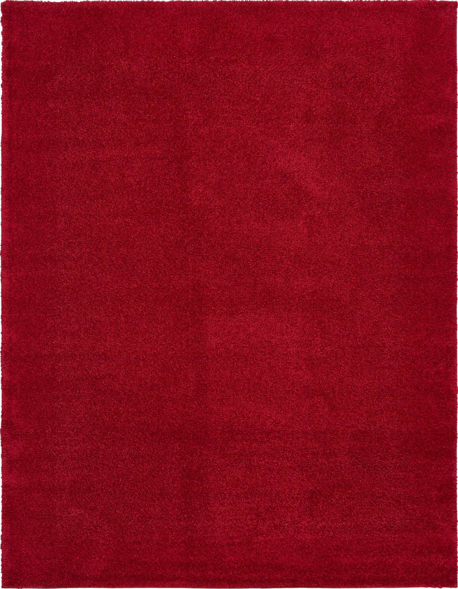 A large 10x13 rectangular red area rug with a textured, solid frieze pile, perfect for a living room.