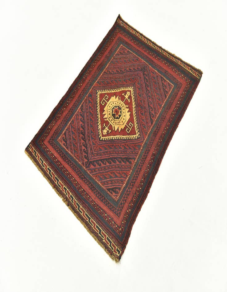 Detail image of  2' 10 x 4'  Hand Knotted Sumak Wool Rug