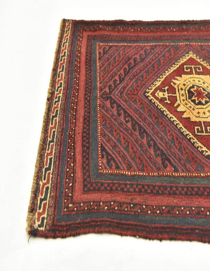 Detail image of  2' 10 x 4'  Hand Knotted Sumak Wool Rug