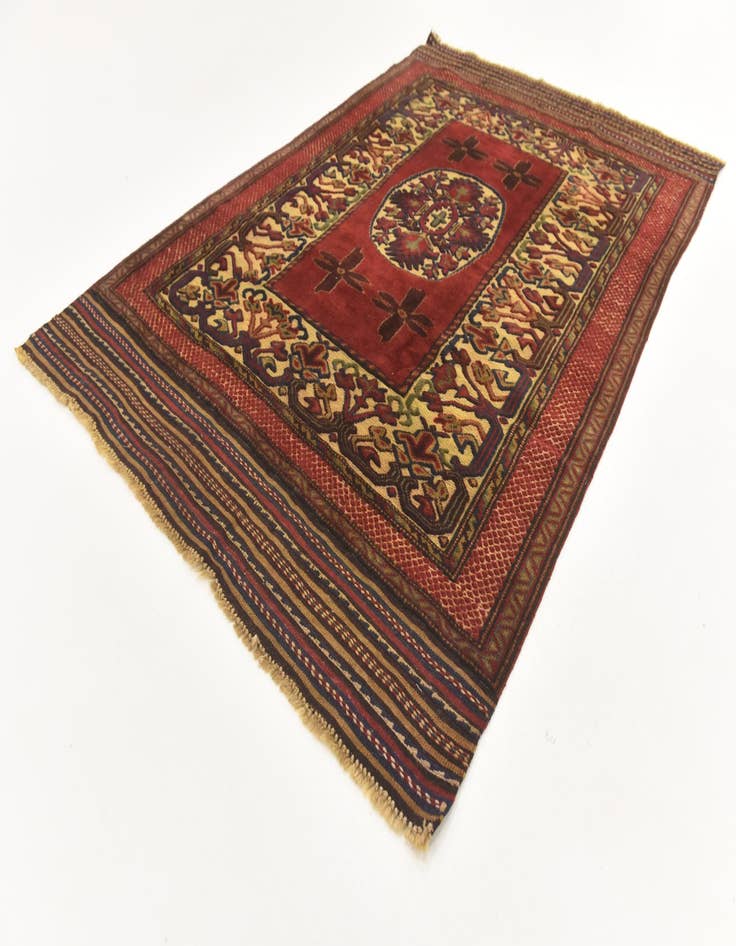 Detail image of  3' 11 x 6'  Hand Knotted Sumak Wool Rug