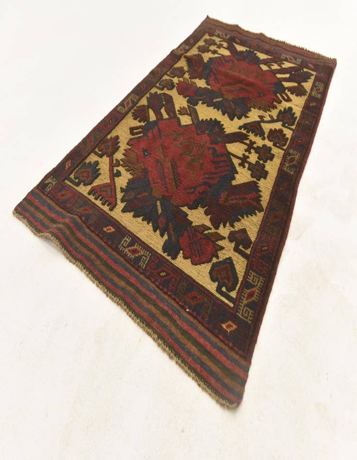 Detail image of  2' 10 x 4' 10  Hand Knotted Sumak Wool Rug