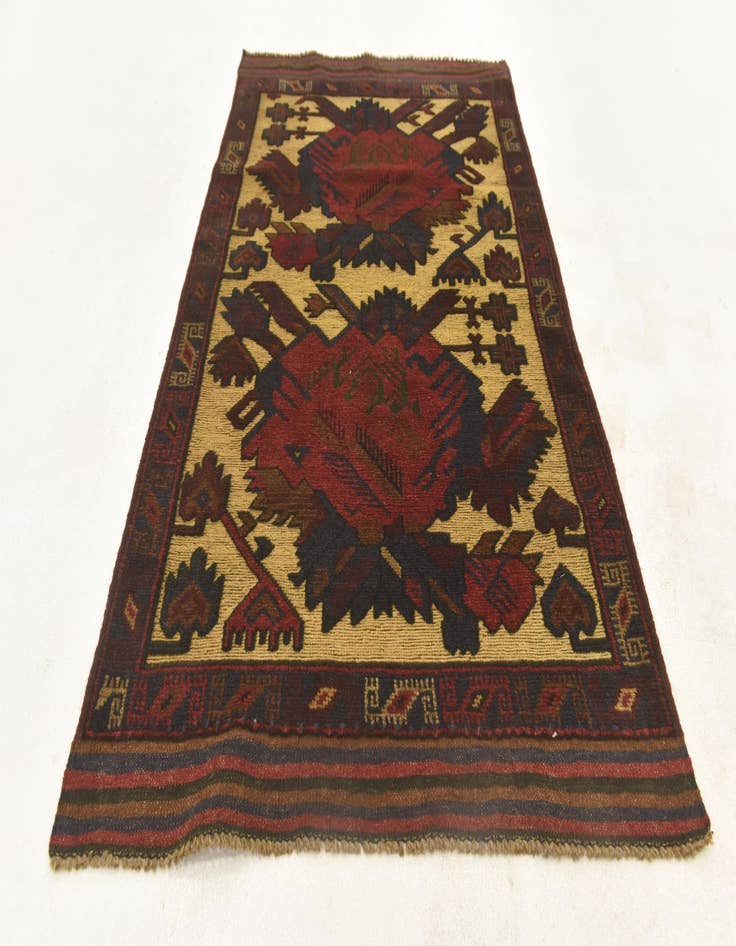 Detail image of  2' 10 x 4' 10  Hand Knotted Sumak Wool Rug