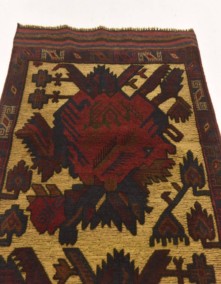 Detail image of  2' 10 x 4' 10  Hand Knotted Sumak Wool Rug