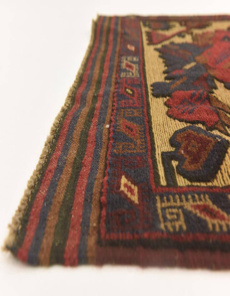 Detail image of  2' 10 x 4' 10  Hand Knotted Sumak Wool Rug