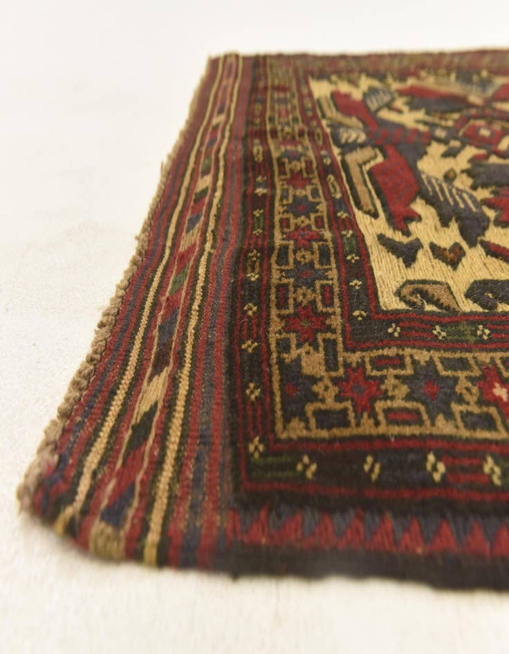 Detail image of  2' 10 x 4' 10  Hand Knotted Sumak Wool Rug