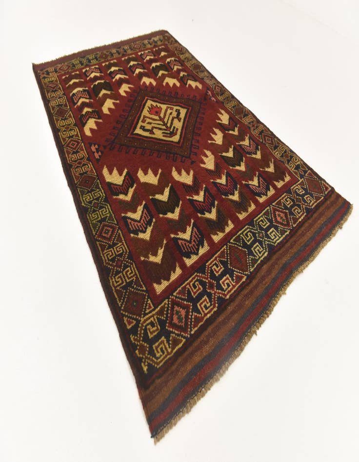 Detail image of  3' x 4' 7  Hand Knotted Sumak Wool Rug