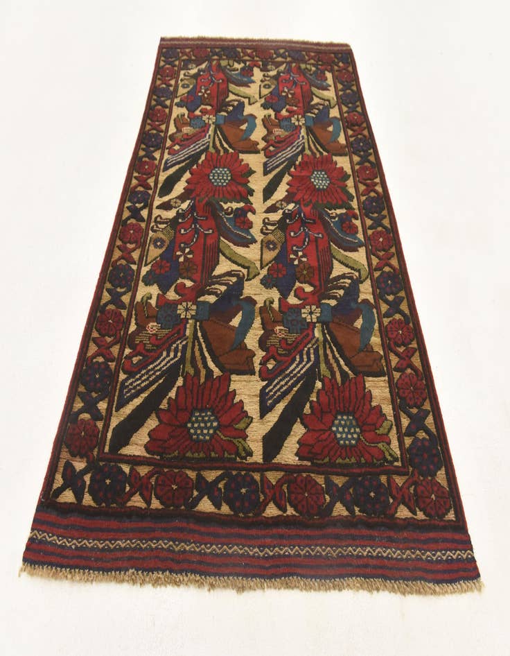 Detail image of  2' 10 x 4' 5  Hand Knotted Sumak Wool Rug