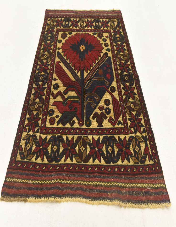 Detail image of  2' 9 x 4' 4  Hand Knotted Sumak Wool Rug