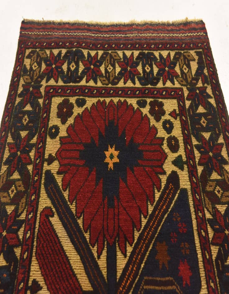 Detail image of  2' 9 x 4' 4  Hand Knotted Sumak Wool Rug